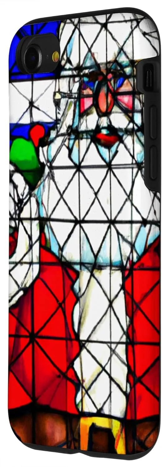 iPhone SE (2020) / 7 / 8 Patriotic Christmas Santa Claus Stained Glass Art Church Case