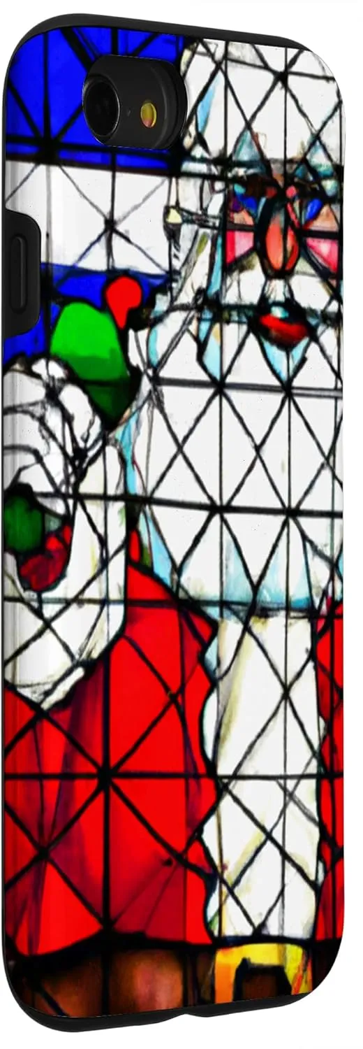 iPhone SE (2020) / 7 / 8 Patriotic Christmas Santa Claus Stained Glass Art Church Case