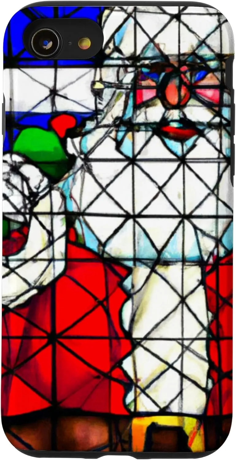 iPhone SE (2020) / 7 / 8 Patriotic Christmas Santa Claus Stained Glass Art Church Case