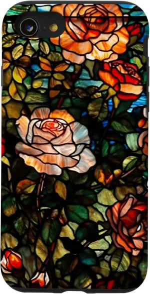iPhone SE (2020) / 7 / 8 Roses Colored Stained Glass Window Vintage Roses Case
