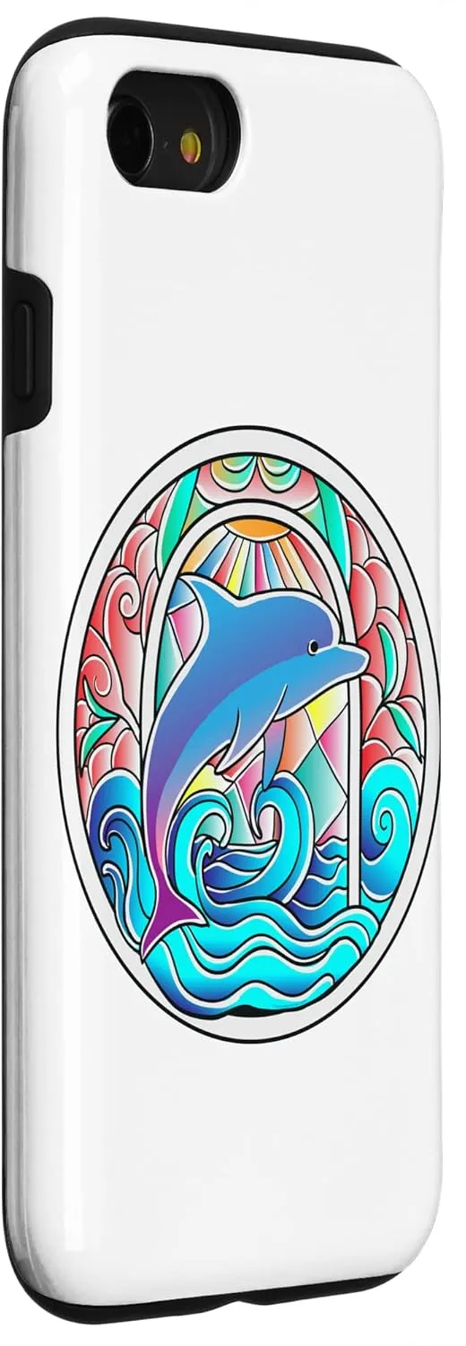 iPhone SE (2020) / 7 / 8 Stained Glass Art Dolphin Colorful Glasswork Design Case