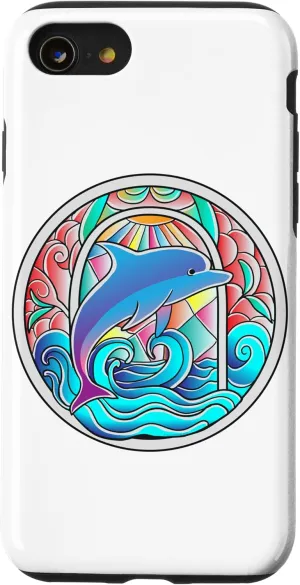 iPhone SE (2020) / 7 / 8 Stained Glass Art Dolphin Colorful Glasswork Design Case