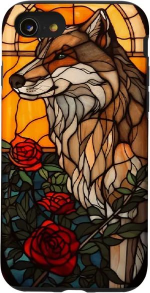 iPhone SE (2020) / 7 / 8 Wolf Colored Stained Glass Window Vintage Wolf Case