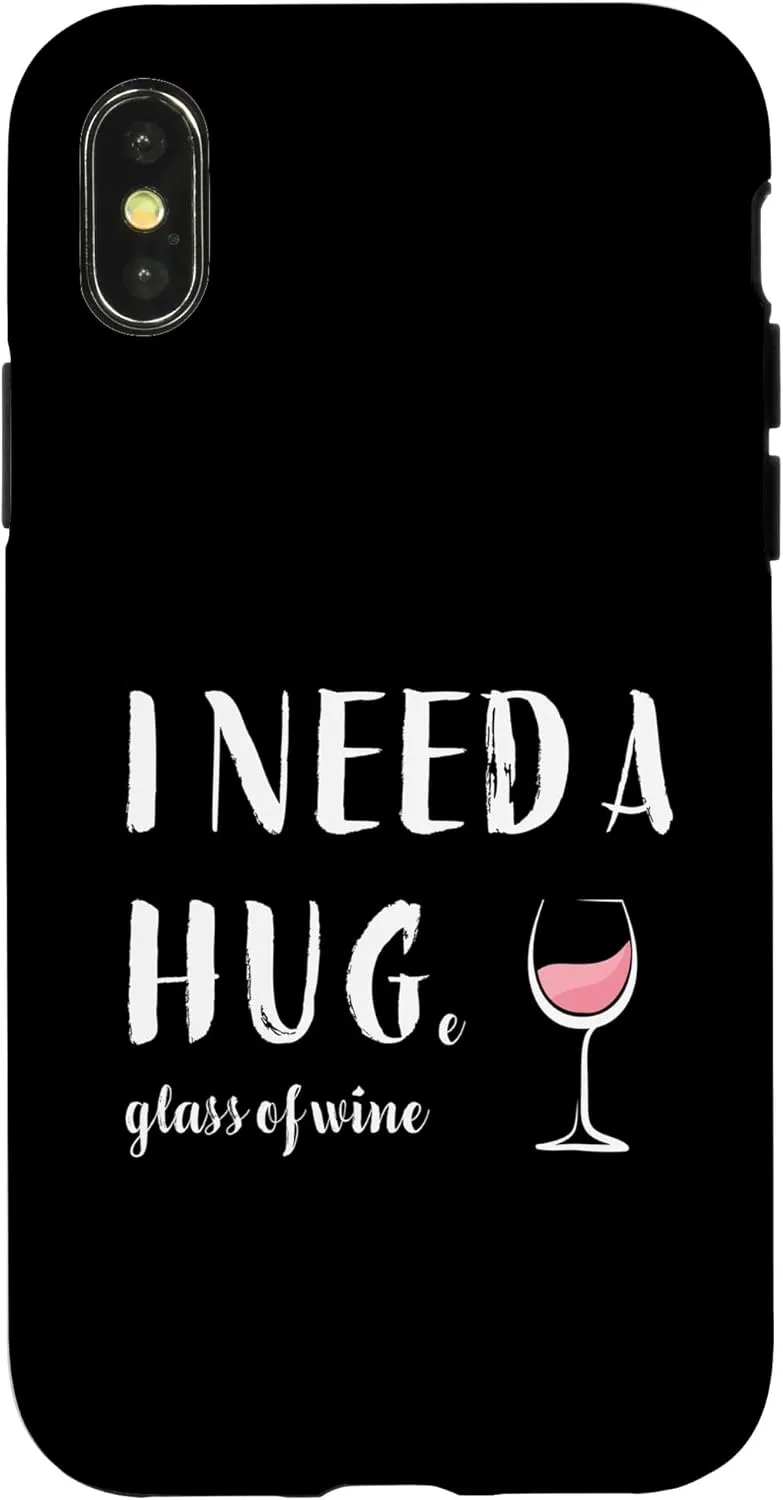 iPhone X/XS I Need a Huge Glass of Wine Funny Pink Wine Lover Drinker Case