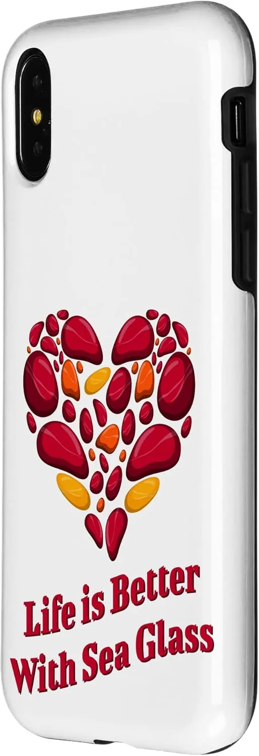 iPhone X/XS Life Is Better With Sea Glass Novelty Graphic Red Heart Case