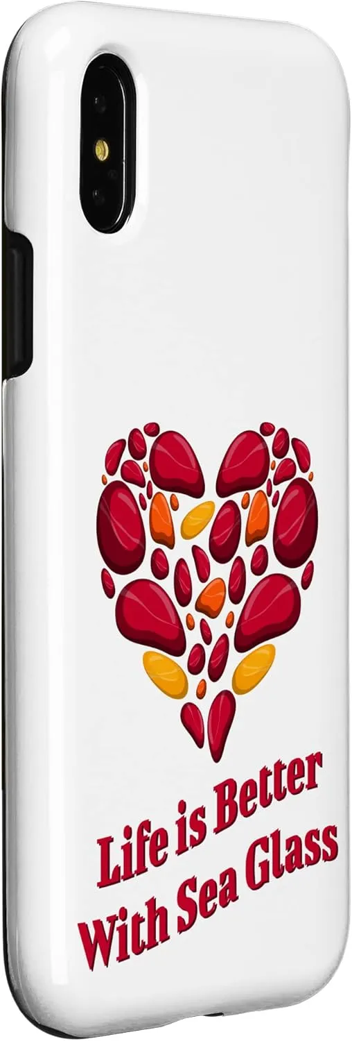 iPhone X/XS Life Is Better With Sea Glass Novelty Graphic Red Heart Case
