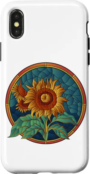 iPhone X/XS Stained Glass Art Sunflower Colorful Glasswork Design Case