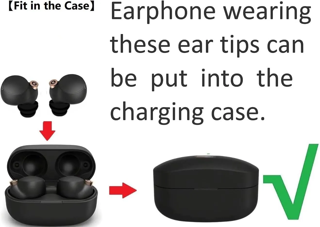 JNSA Double Flange Earbuds Tips Anti Slip Noise Isolation Ear Tips Compatible with Sony WF-1000XM5/XM4, JBLvibe 200TWS, Soundcore TWS Earbuds, fit in The TWS Earbuds Case, S/M/L 6 Pairs,Black