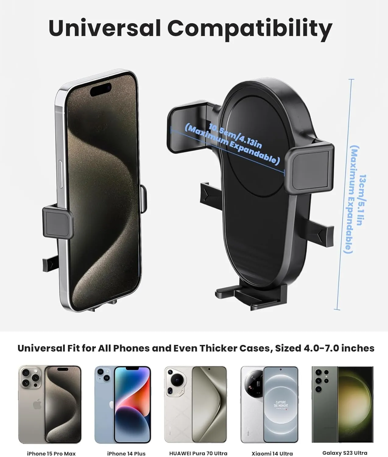 Karmus Rear View Mirror Phone Holder, Rearview Mirror Phone Holder for Car, Rotatable and Retractable Car Phone Holder Mount, Car Truck Essentials Accessories Compatible with All Cell Phones