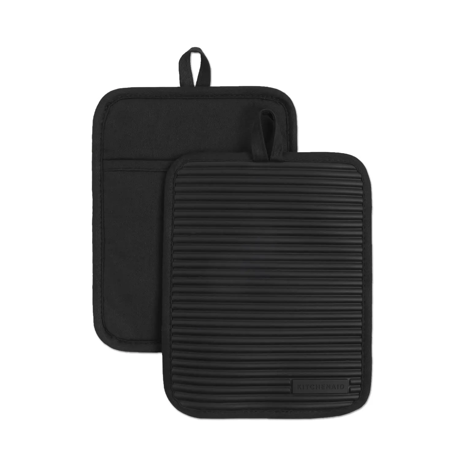 KitchenAid Ribbed Soft Silicone Water Resistant Pot Holder Set, Milkshake , 2 Piece Set, 7"x9"