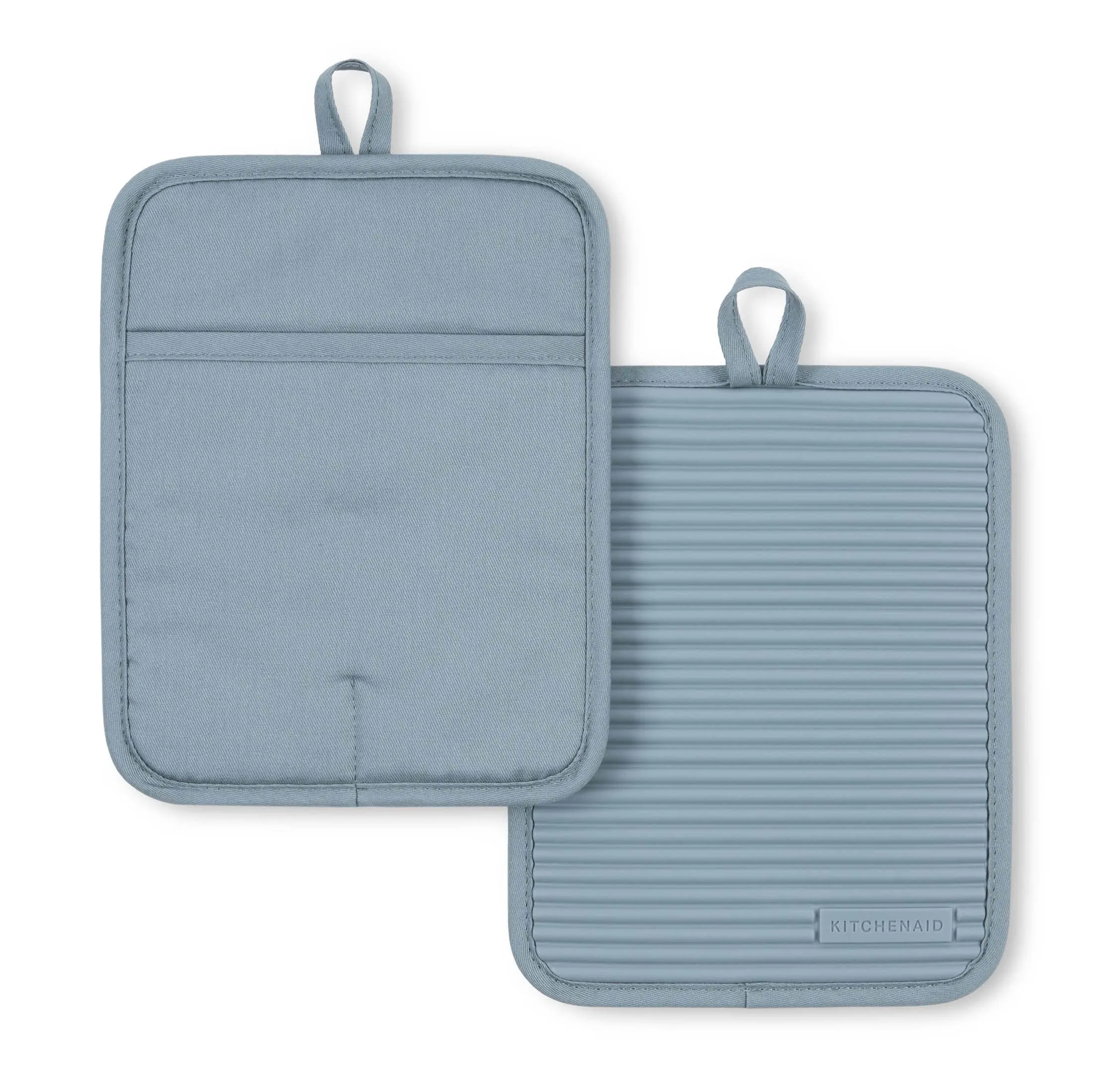 KitchenAid Ribbed Soft Silicone Water Resistant Pot Holder Set, Milkshake , 2 Piece Set, 7"x9"