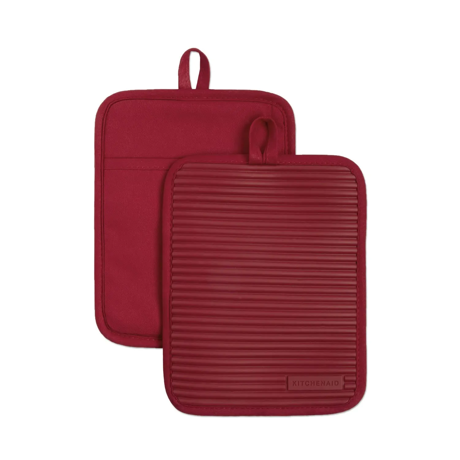 KitchenAid Ribbed Soft Silicone Water Resistant Pot Holder Set, Milkshake , 2 Piece Set, 7"x9"