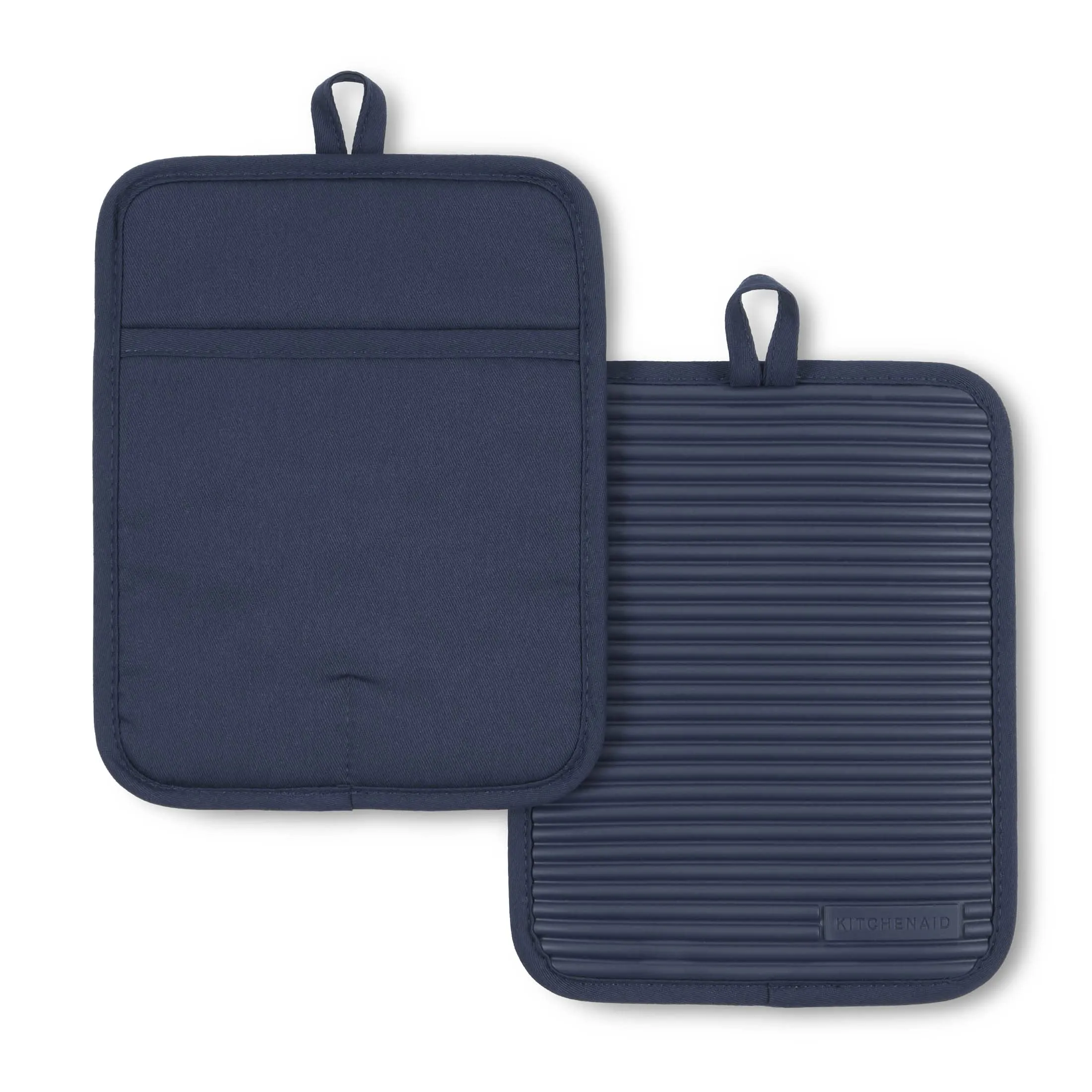 KitchenAid Ribbed Soft Silicone Water Resistant Pot Holder Set, Milkshake , 2 Piece Set, 7"x9"