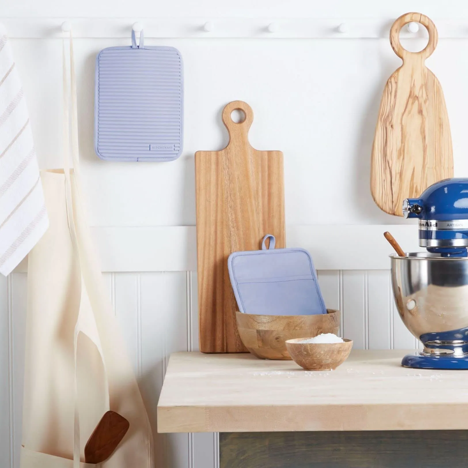 KitchenAid Ribbed Soft Silicone Water Resistant Pot Holder Set, Milkshake , 2 Piece Set, 7"x9"