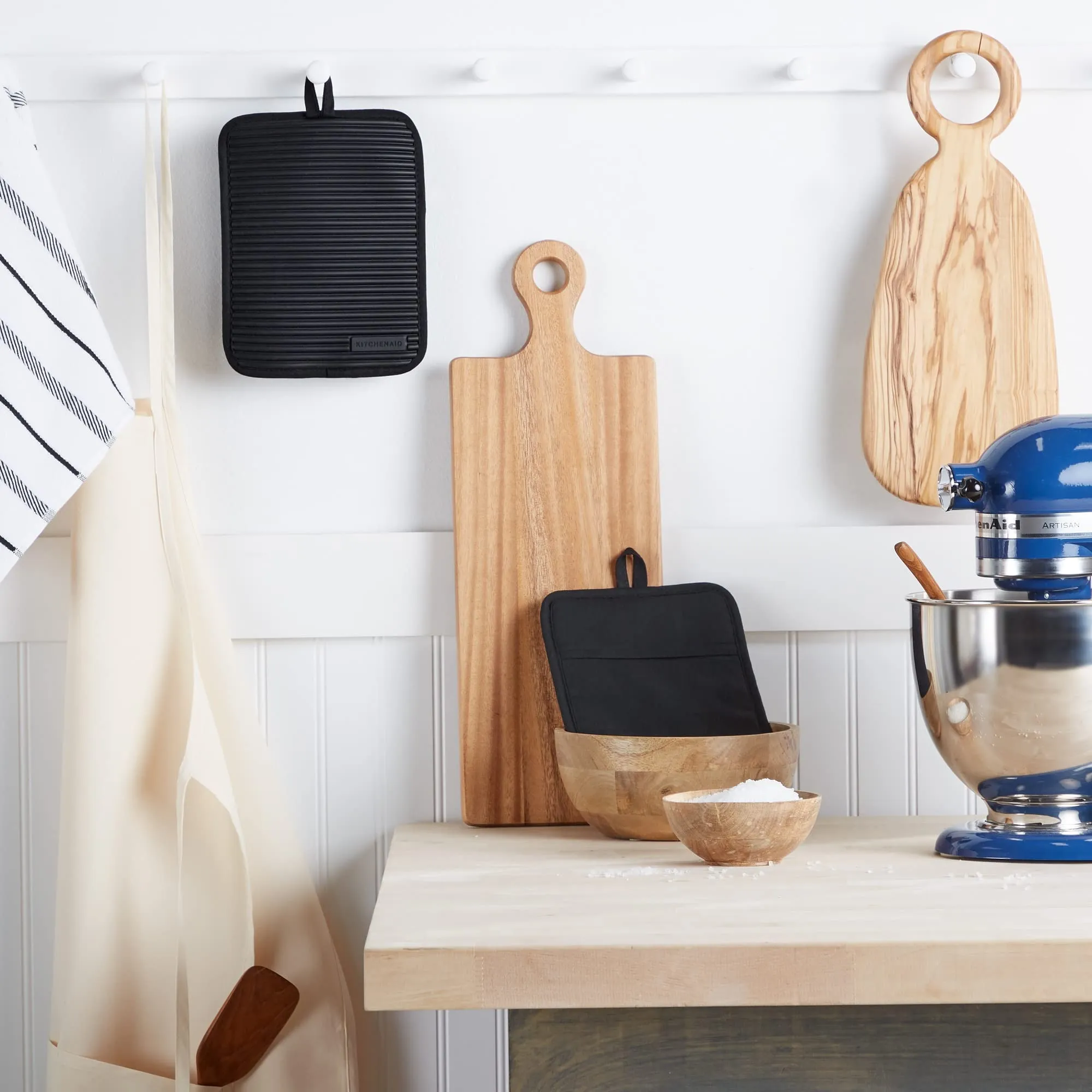 KitchenAid Ribbed Soft Silicone Water Resistant Pot Holder Set, Milkshake , 2 Piece Set, 7"x9"