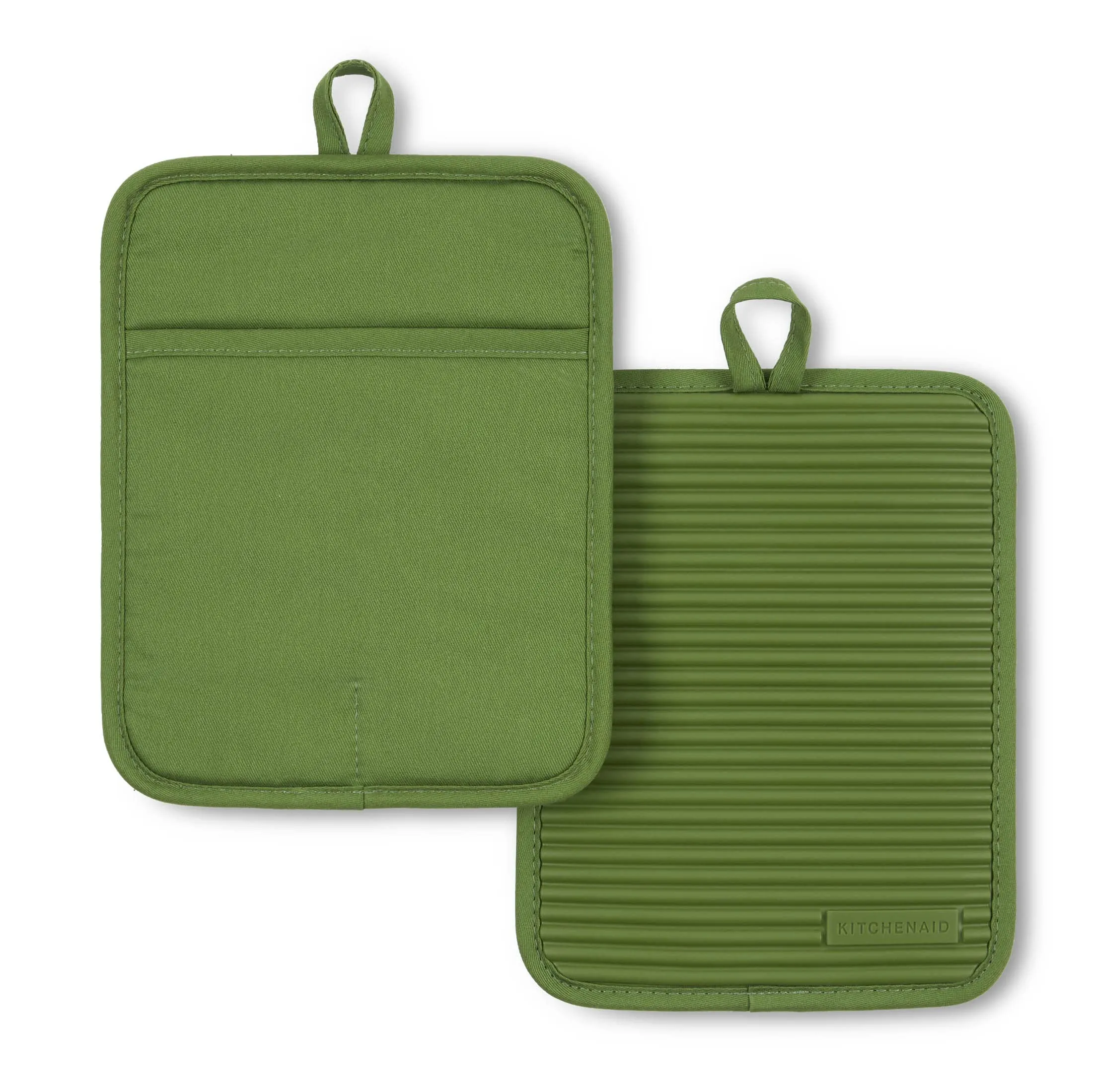KitchenAid Ribbed Soft Silicone Water Resistant Pot Holder Set, Milkshake , 2 Piece Set, 7"x9"