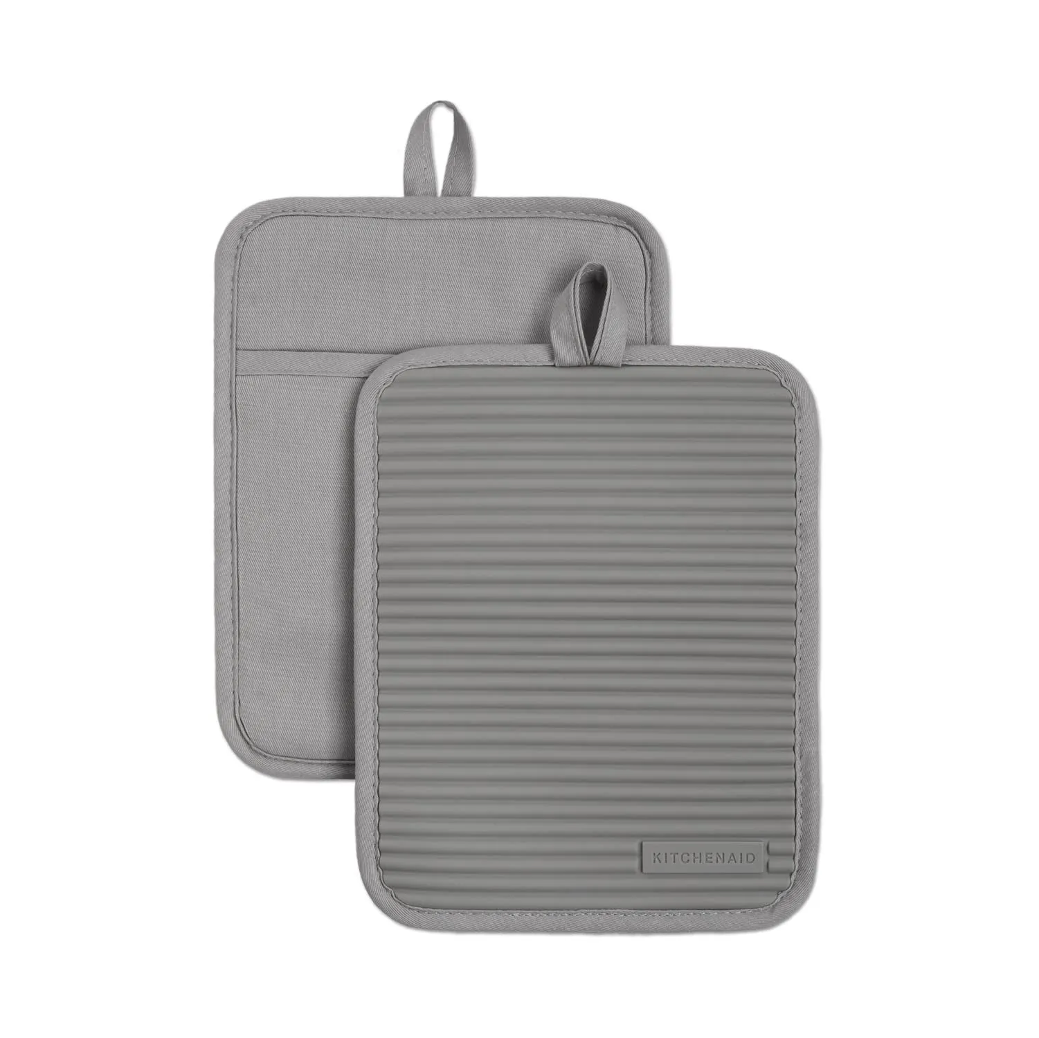 KitchenAid Ribbed Soft Silicone Water Resistant Pot Holder Set, Milkshake , 2 Piece Set, 7"x9"