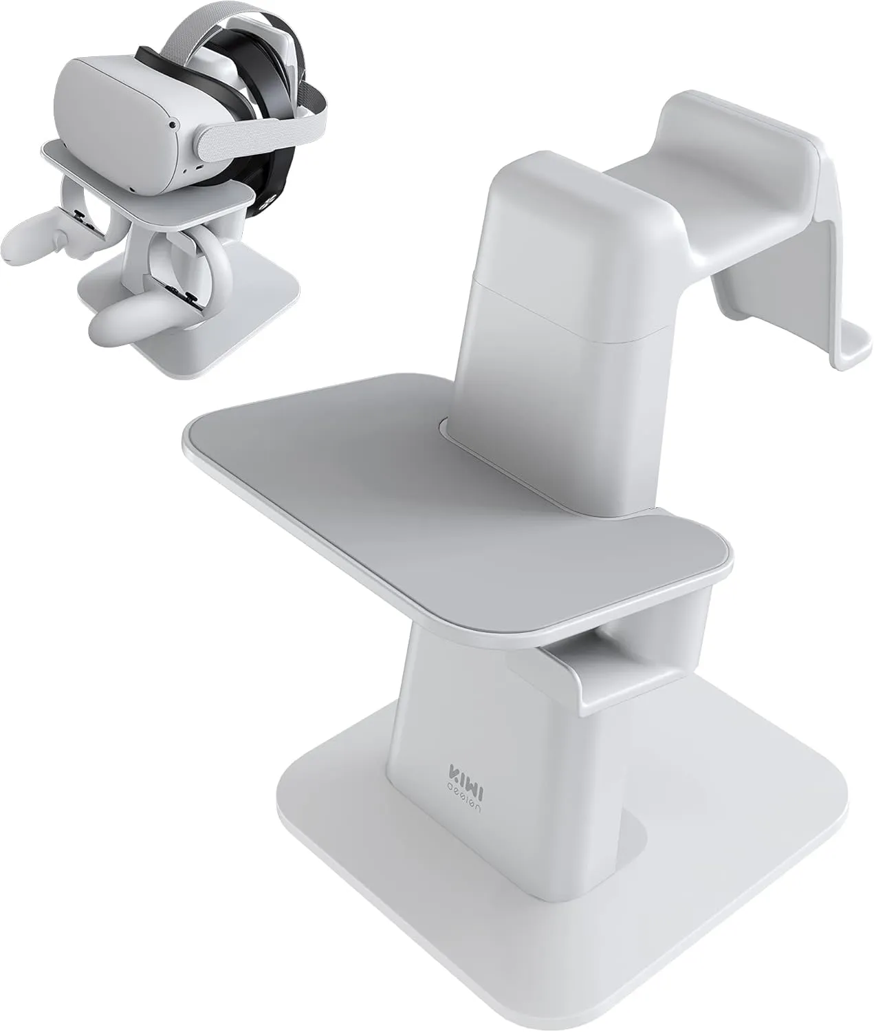 KIWI design VR Stand Accessories Compatible with Quest 2/PSVR 2/Valve Index/HP Reverb G2/ Pico 4/Quest VR Headset and Touch Controllers (Gray-White)