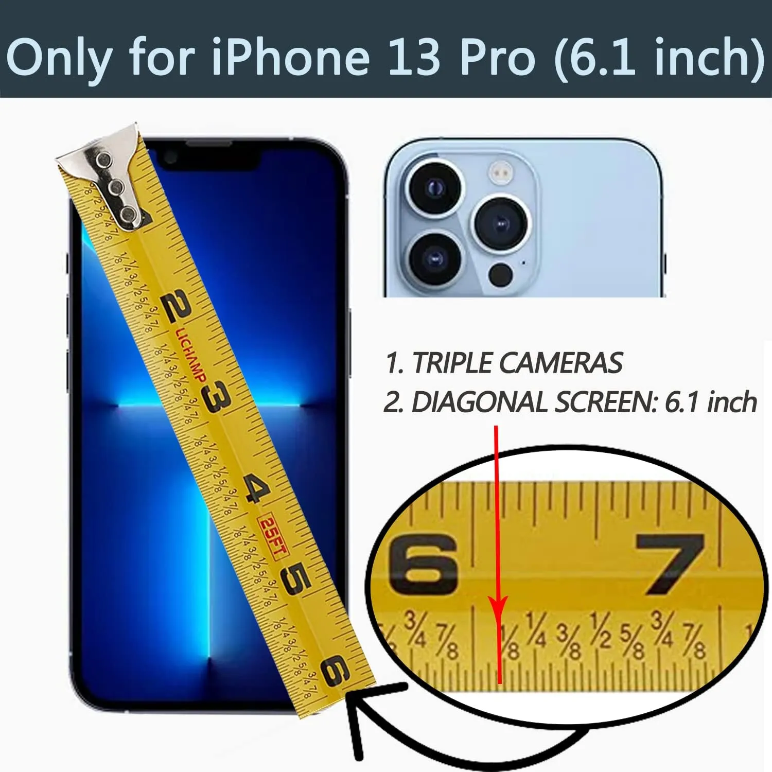 LAMEEKU Compatible with iPhone 13 Pro Case Wallet 6.1'', Leather Case with Card Holder, RFID Blocking, 360Rotation Ring Kickstand, Snap Button Protective Case Designed for Apple iPhone 13 Pro Black