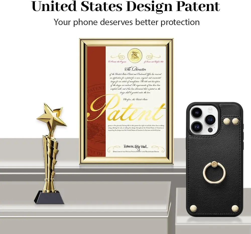 LAMEEKU for iPhone 12 Pro/iPhone 12 Wallet Case, Case with Card Holder, 360Rotation Metal Ring Kickstand, Leather Protective Bumper Cover for Women Men for Apple iPhone 12/ iPhone 12 Pro 6.1'' Black