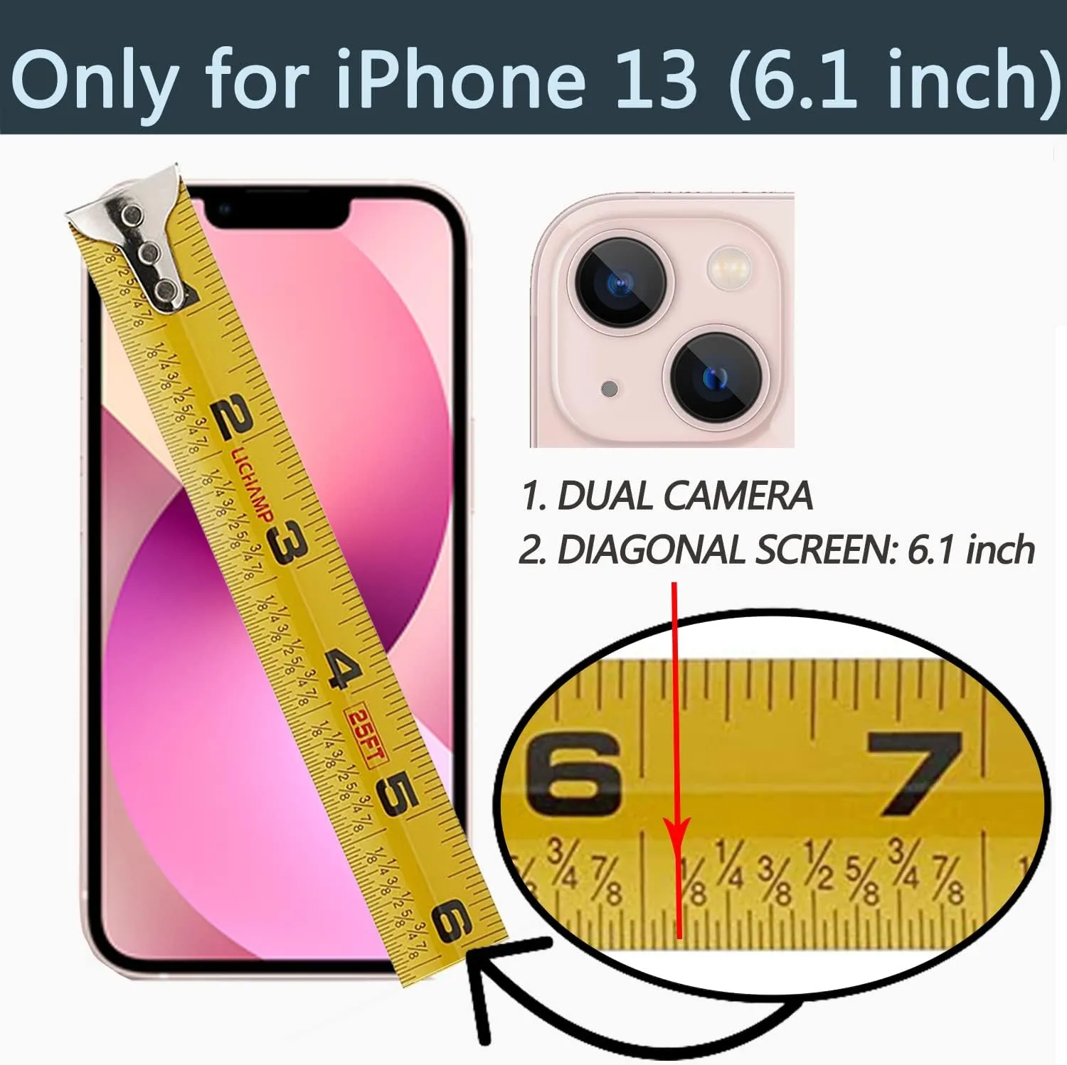 LAMEEKU Wallet Case Compatible with iPhone 13, Case with Card Holder, RFID Blocking Leather Cover 360Rotation Ring Kickstand Protective Bumper Designed for Apple iPhone 13 6.1'' (2021) Beige