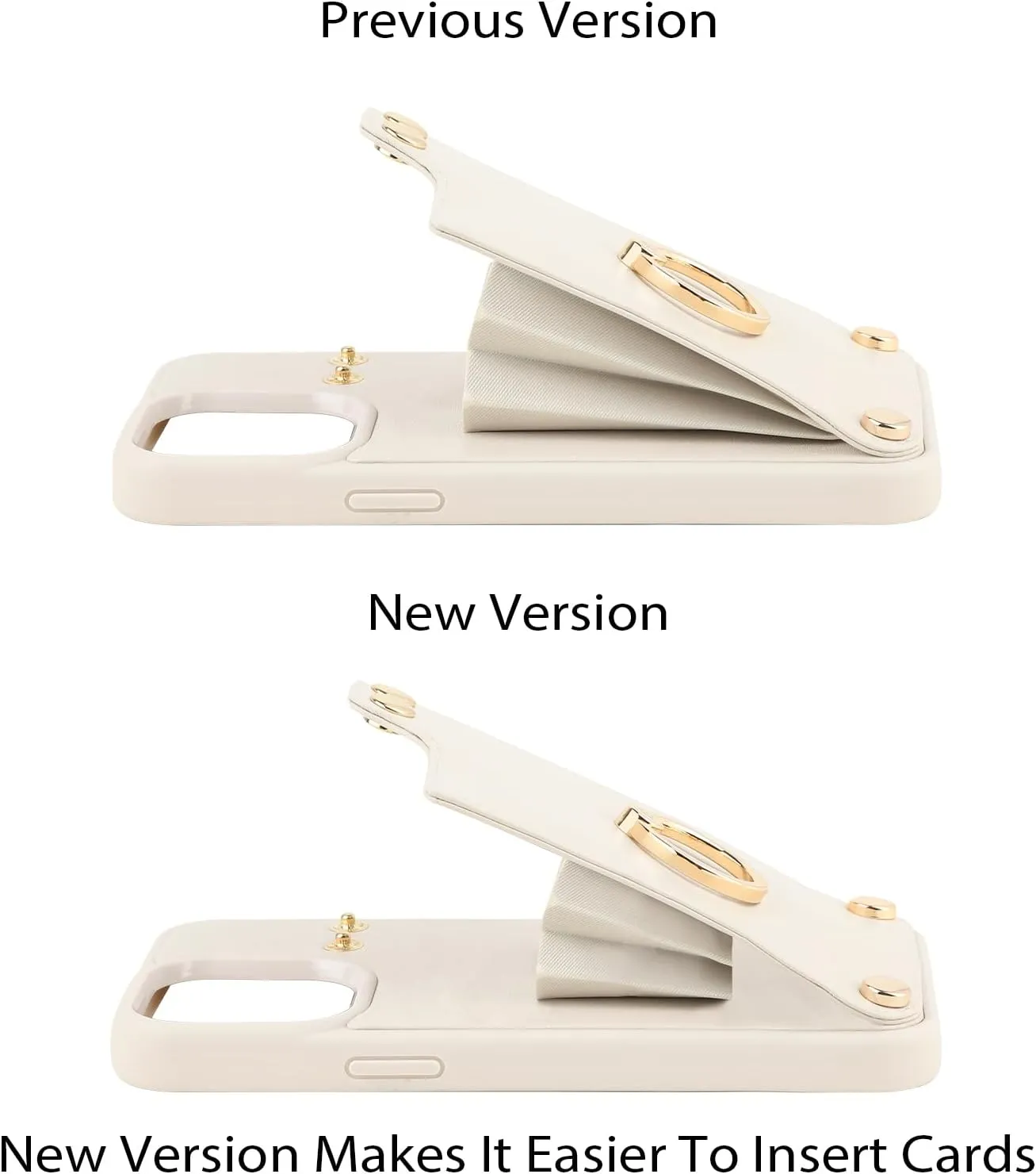 LAMEEKU Wallet Case Compatible with iPhone 13, Case with Card Holder, RFID Blocking Leather Cover 360Rotation Ring Kickstand Protective Bumper Designed for Apple iPhone 13 6.1'' (2021) Beige