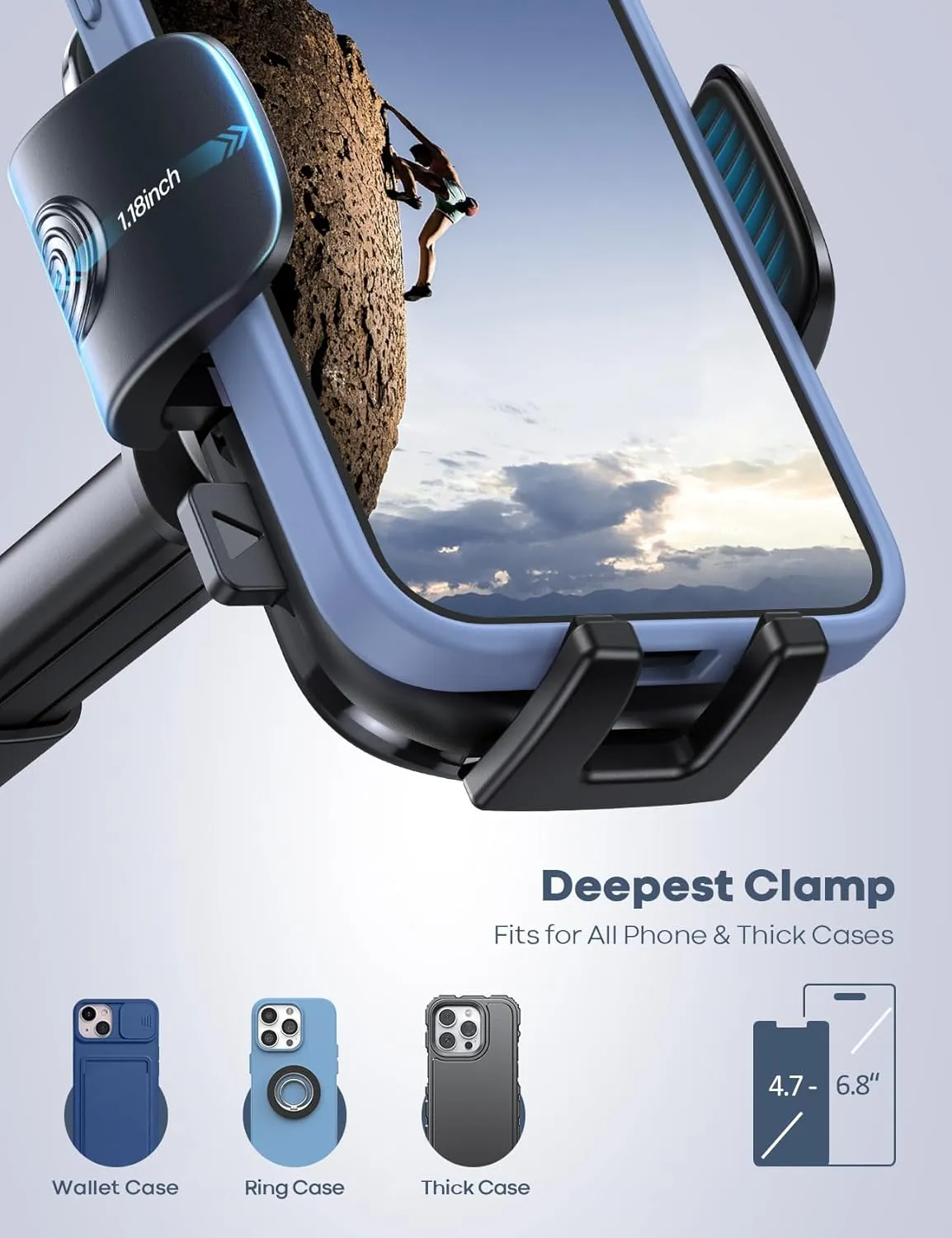 Lamicall Car Phone Holder - [Strongest Military-Grade Suction Cup] 360 Rotation Phone Holders for Your Car Quick Release Adjustable Car Phone Mount Dashboard for iPhone 16 Galaxy Smartphone Truck