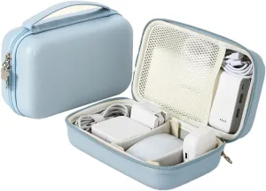 Laptop Power Storage Box for Travel, Shockproof Hard Shell Carrying Case, EVA Laptop Charger Storage Bag for Charging Line (Blue,L)