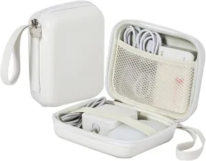 Laptop Power Storage Box for Travel, Shockproof Hard Shell Carrying Case, EVA Laptop Charger Storage Bag for Charging Line (White,M)