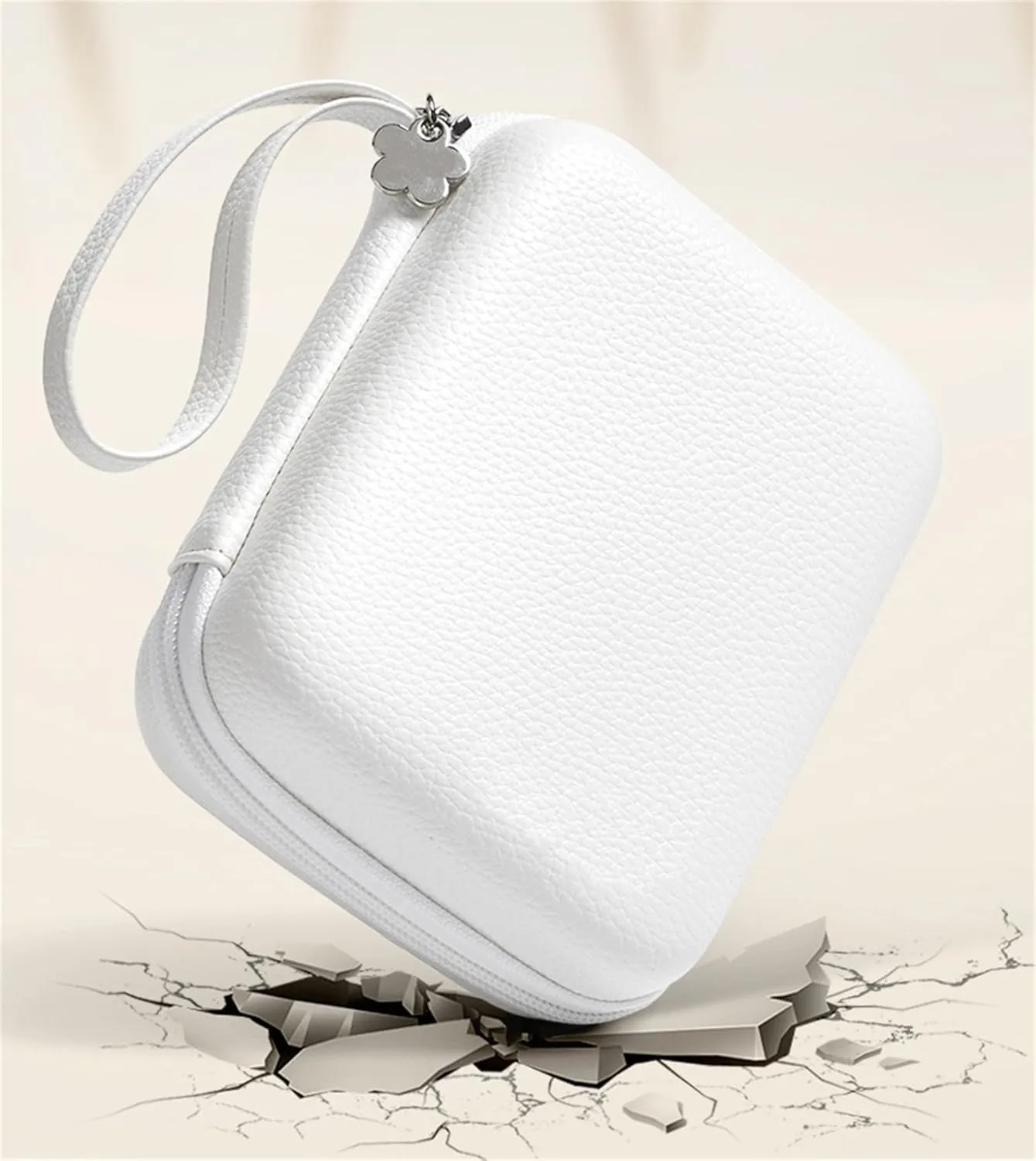Laptop Power Storage Box for Travel, Shockproof Hard Shell Carrying Case, EVA Laptop Charger Storage Bag for Charging Line (White,M)