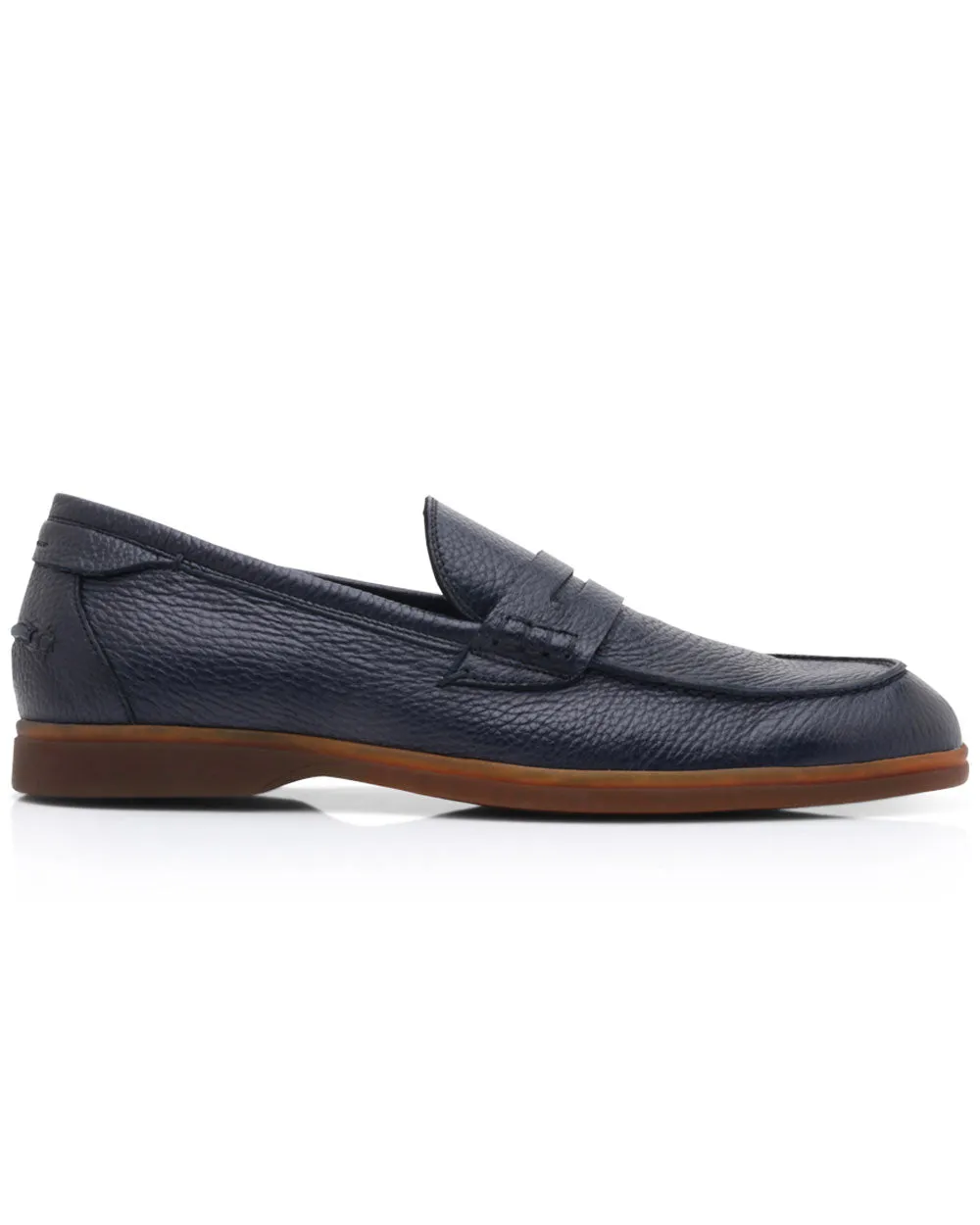 Leather Penny Loafer in Midnight Blue