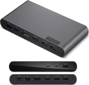 Lenovo Docking Station USB-C Universal Business Dock  Dual Display (1 DP 1.4 & 1 HDMI 2.0)  65W Charging for Laptop (90W Power Adapter Included)  3X USB-A & 2X USB-C Ports  Windows Compatible