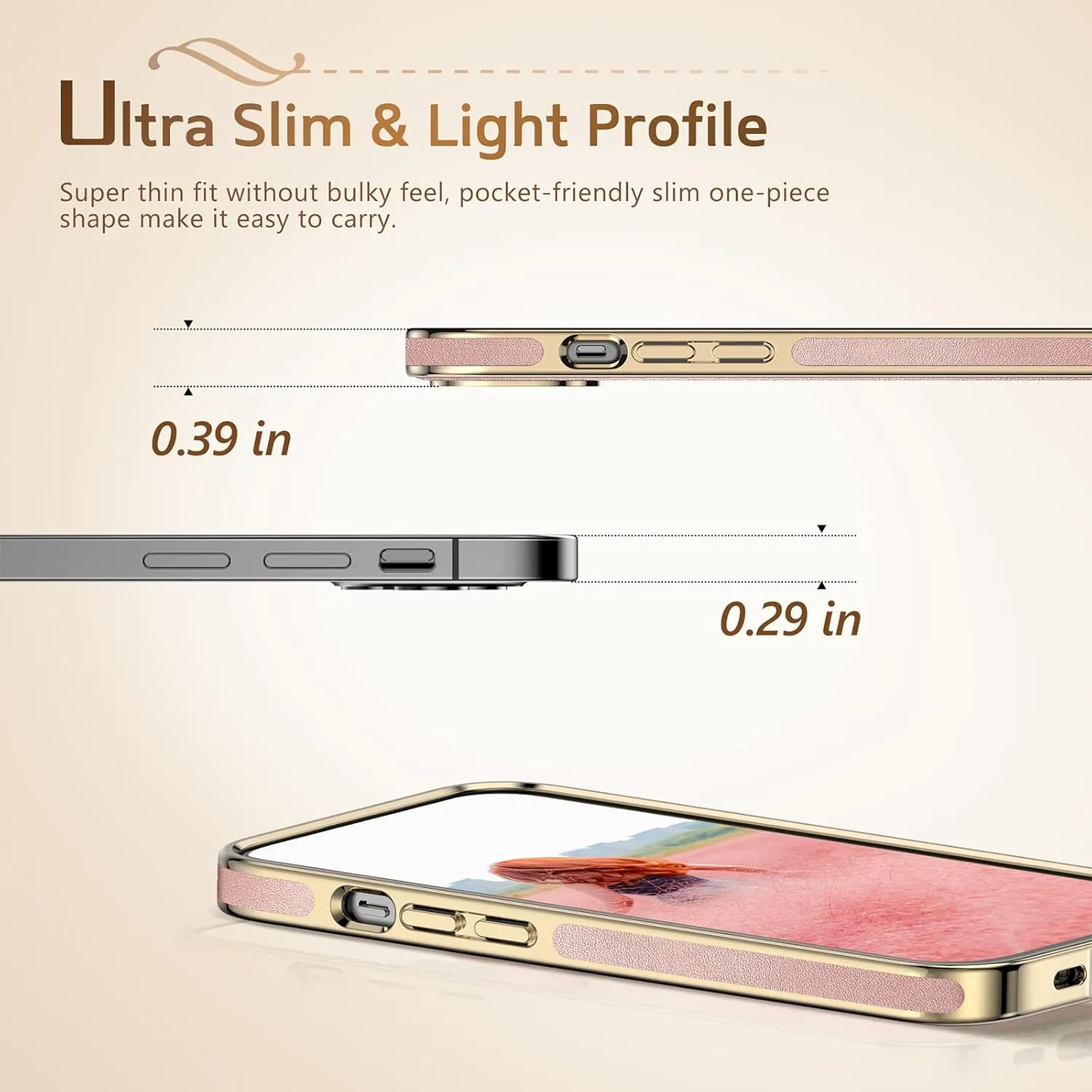 LOHASIC for iPhone 14 Pro Max Case, Magnetic Leather Compatible with Mag-Safe Cute Vintage Classic Lovely Designed Women Girls Cases for iPhone 14 Pro Max 6.7 inch - Rose Gold