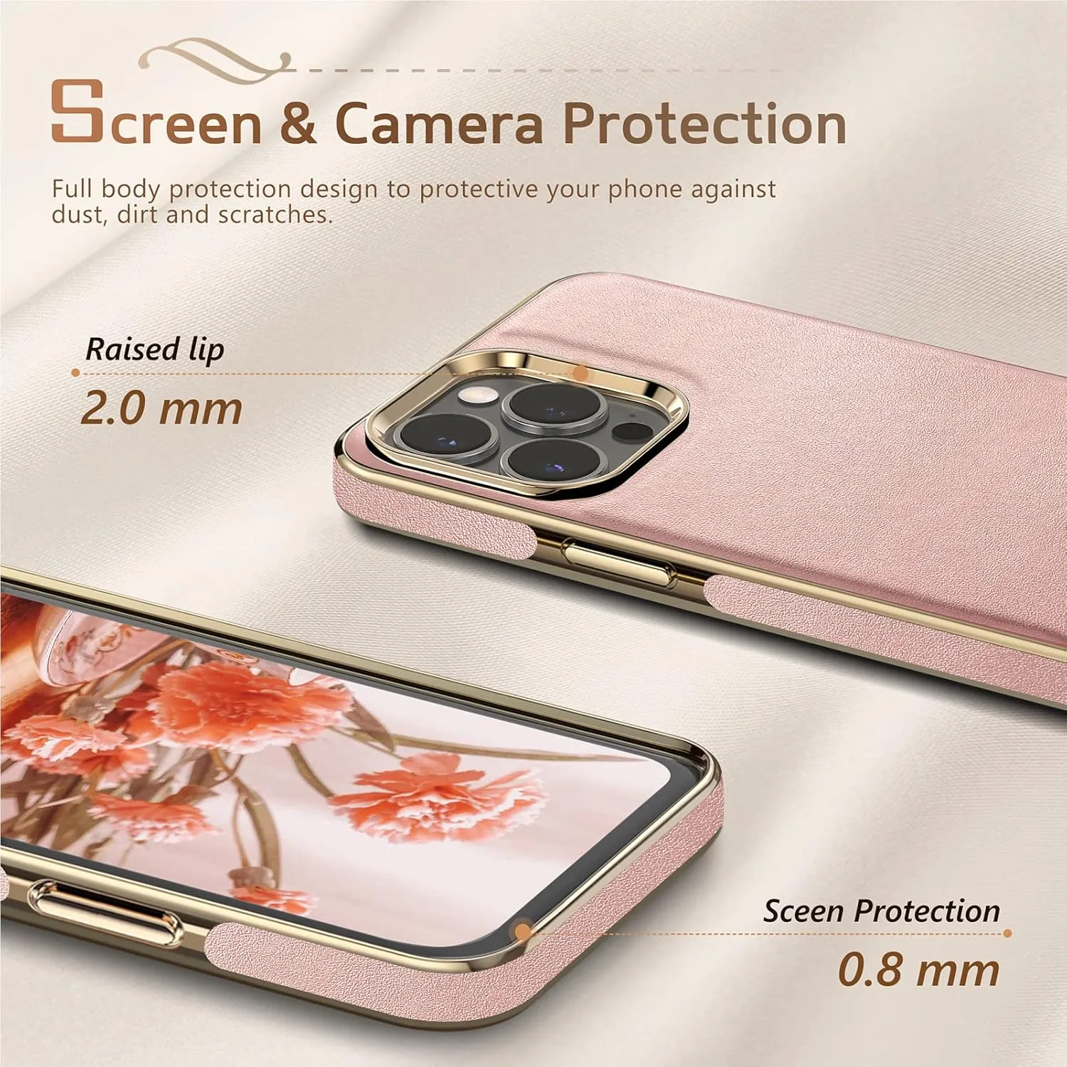 LOHASIC for iPhone 14 Pro Max Case, Magnetic Leather Compatible with Mag-Safe Cute Vintage Classic Lovely Designed Women Girls Cases for iPhone 14 Pro Max 6.7 inch - Rose Gold