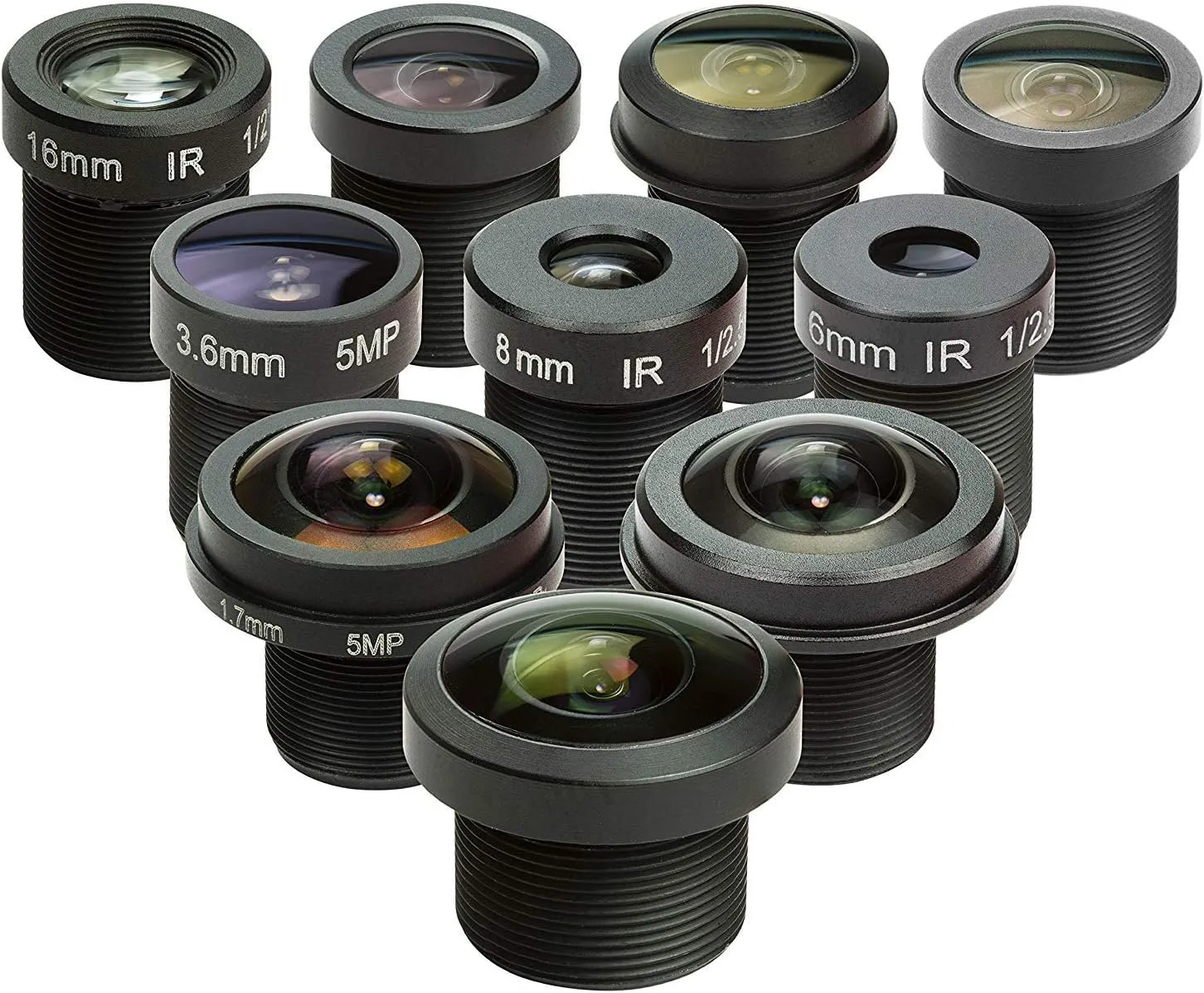 M12 Lens Set, Arducam Lens for Raspberry Pi Camera (1/4") and Arduino, Telephoto, Macro, Wide Angle, Fisheye Lens Kit (10- 200) with M12 Lens Holder and Cleaning Cloth, Optical All-in-One