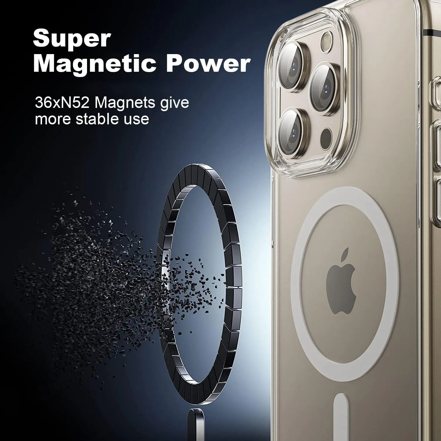 Magnetic Case for iPhone 15 Pro Max, Military Grade Drop Tested, Compatible with MagSafe, Slim Protective Cover, Non-Yellowing Clear Case