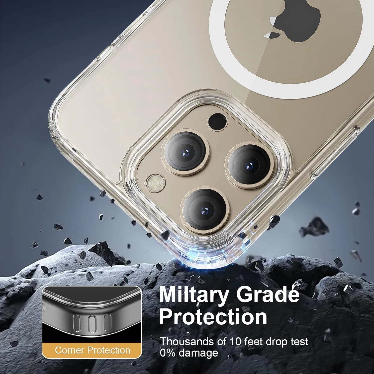 Magnetic Case for iPhone 15 Pro Max, Military Grade Drop Tested, Compatible with MagSafe, Slim Protective Cover, Non-Yellowing Clear Case