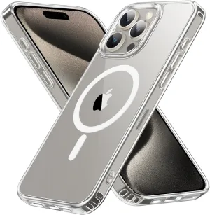 Magnetic Case for iPhone 15 Pro Max, Military Grade Drop Tested, Compatible with MagSafe, Slim Protective Cover, Non-Yellowing Clear Case