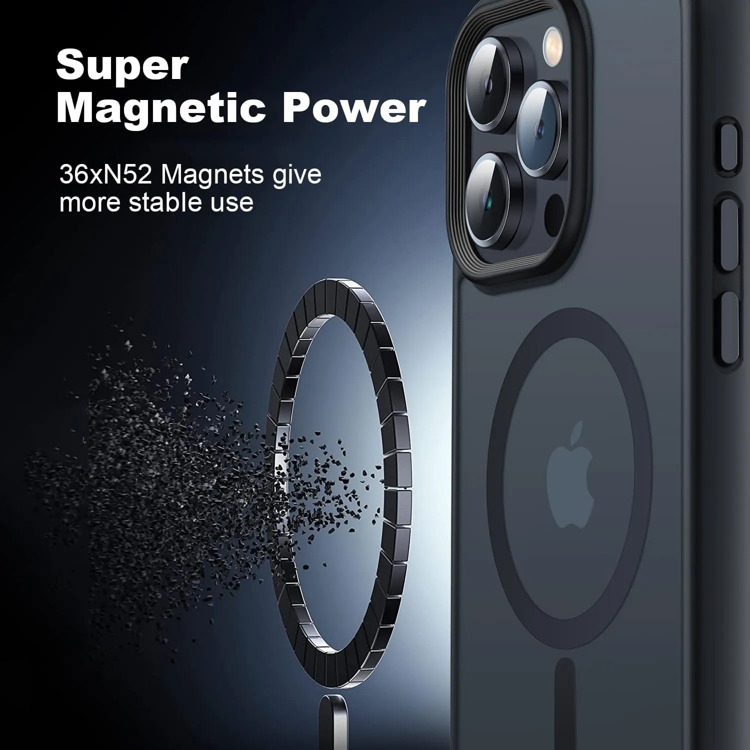 Magnetic Case for iPhone 15 Pro Max, Military Grade Drop Tested, Compatible with MagSafe, Slim Protective Cover, Non-Yellowing, Matte Black