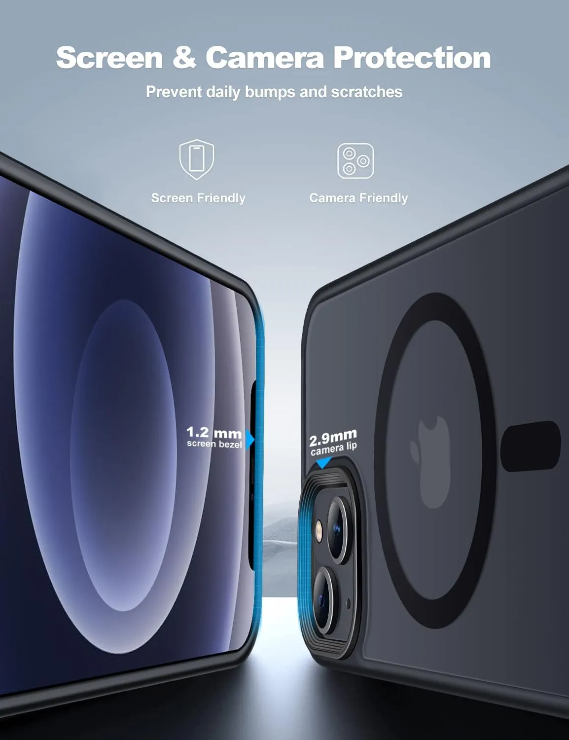 Magnetic Guardian Designed for iPhone 14 Case & iPhone 13 Case [10FT-Grade Drop Tested & Compatible with MagSafe] Slim Translucent Matte Case for iPhone 13/14 Phone Case (6.1"), Black