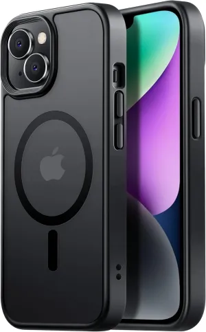 Magnetic Guardian Designed for iPhone 14 Case & iPhone 13 Case [10FT-Grade Drop Tested & Compatible with MagSafe] Slim Translucent Matte Case for iPhone 13/14 Phone Case (6.1"), Black