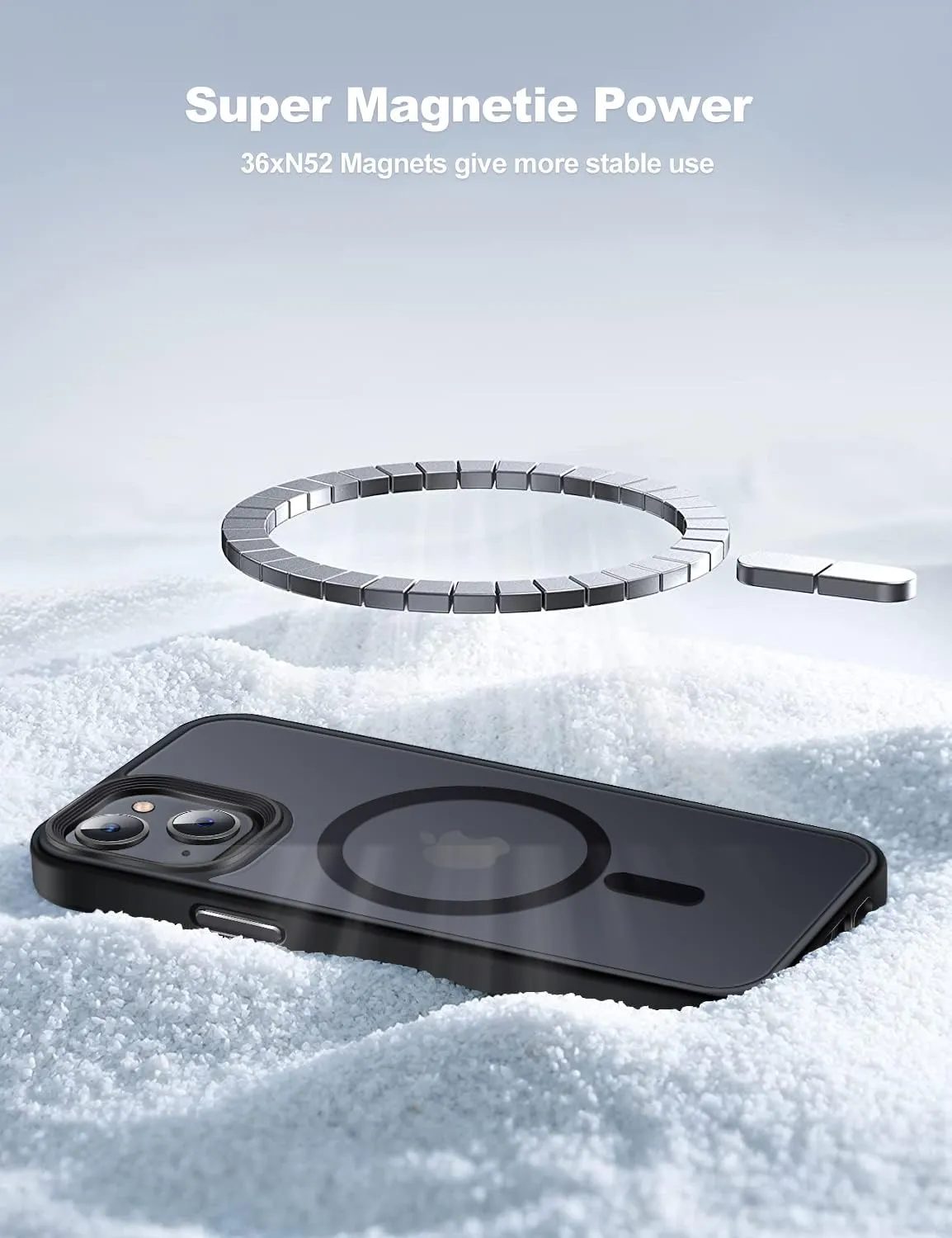 Magnetic Guardian Designed for iPhone 14 Case & iPhone 13 Case [10FT-Grade Drop Tested & Compatible with MagSafe] Slim Translucent Matte Case for iPhone 13/14 Phone Case (6.1"), Black