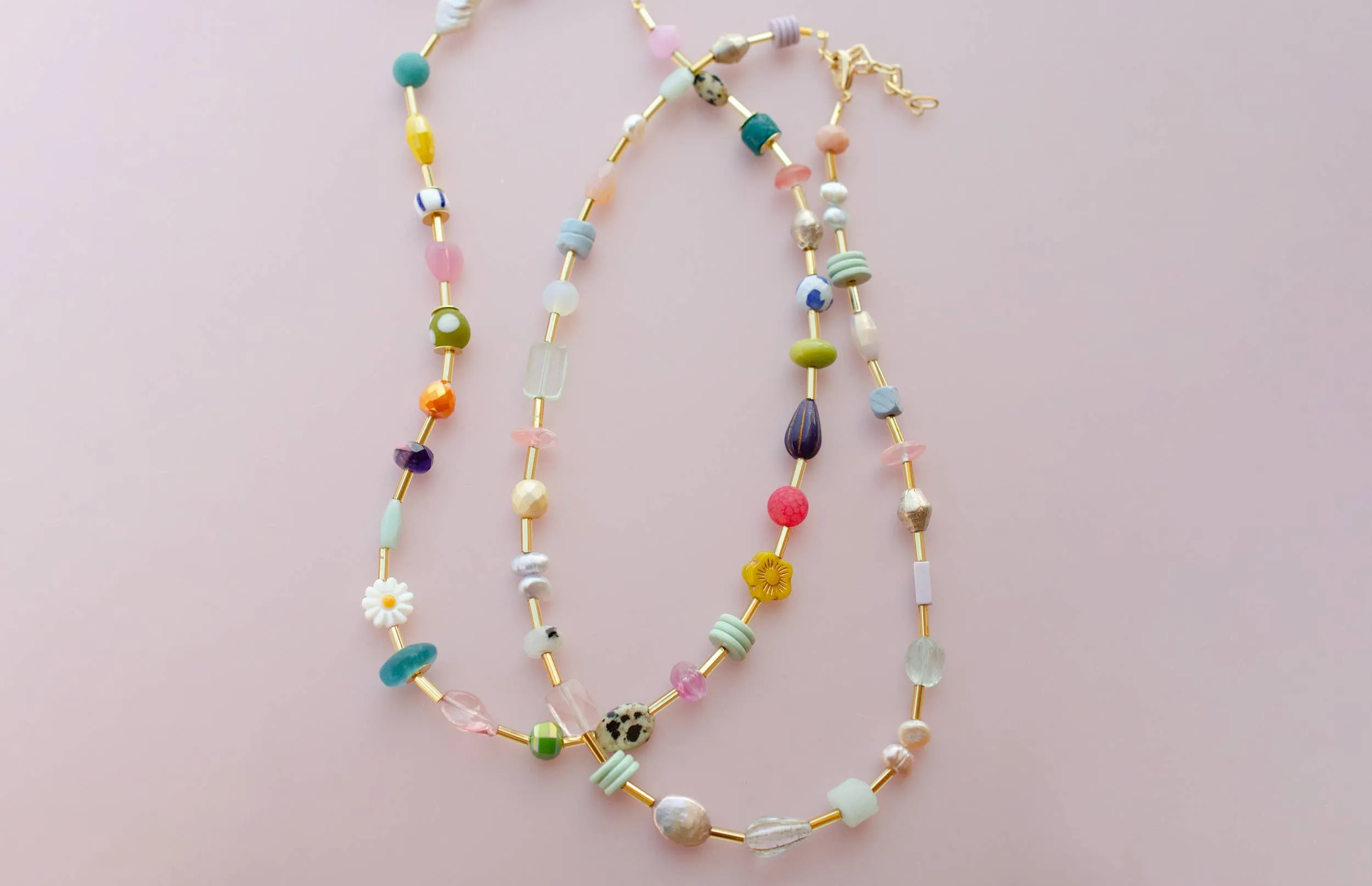 Mariposa Beaded Necklace: Pastel