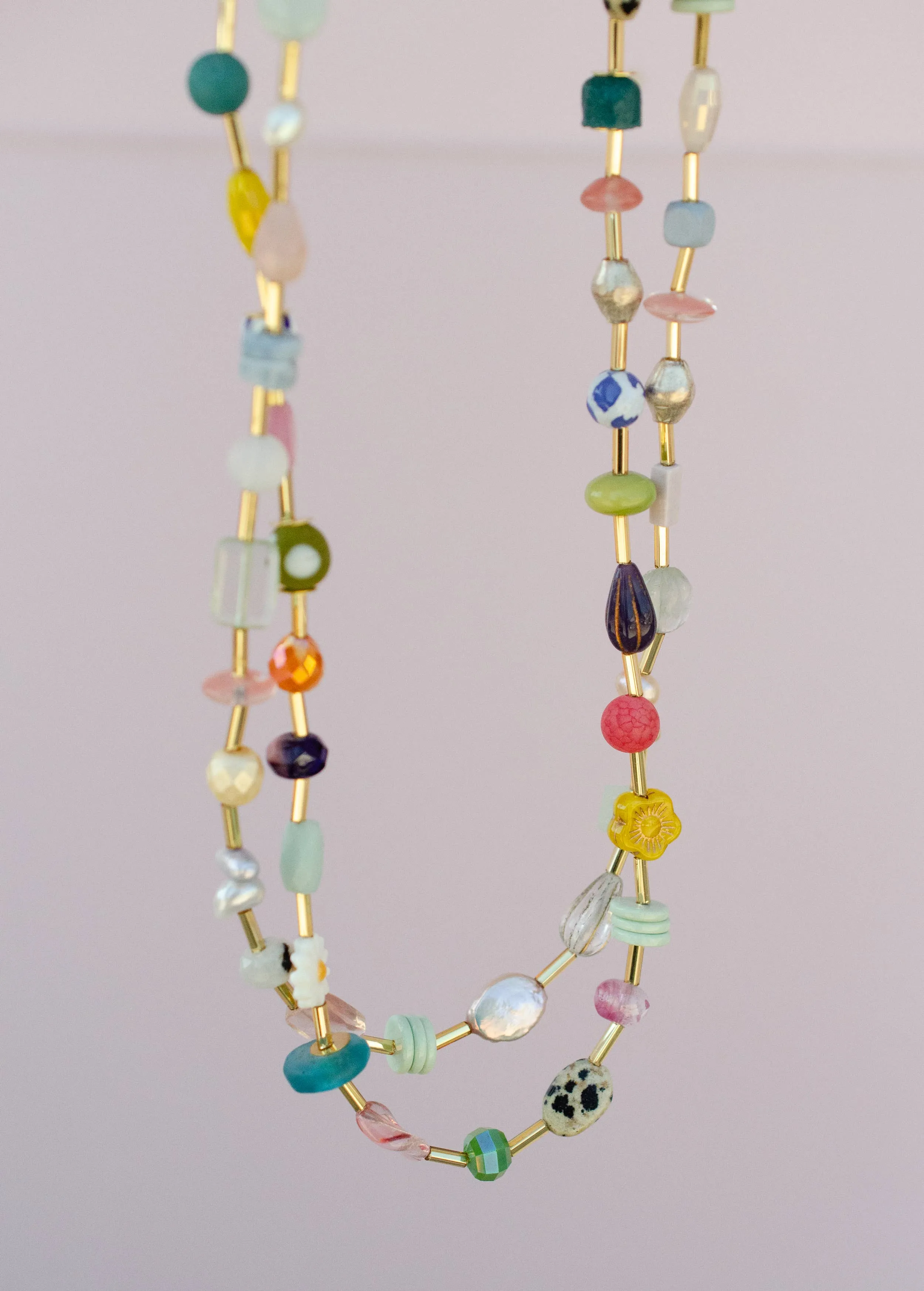 Mariposa Beaded Necklace: Pastel
