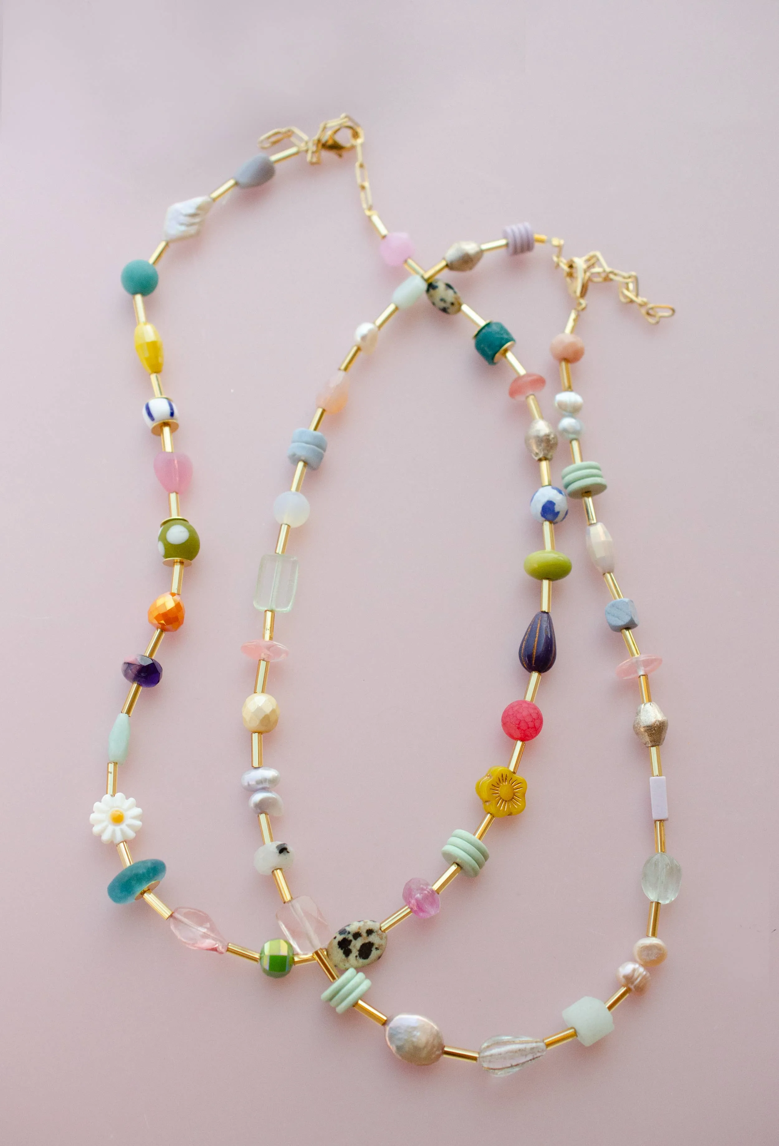 Mariposa Beaded Necklace: Pastel
