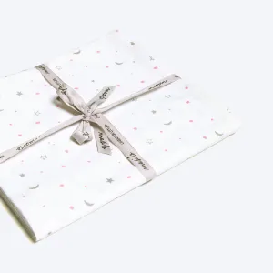 Masilo Organic Fitted Cot Sheet - Pink/Grey Star