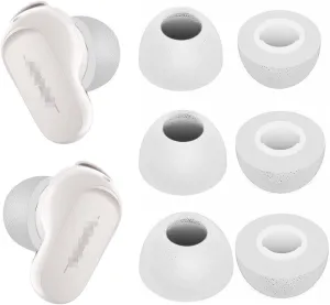 Memory Foam Tips Compatible with Bose QuietComfort Earbuds II, No Silicone Eartips Pain, Anti-Slip Replacement Ear Tips, Fit in Charging Case, Reducing Noise Tips, 3 Pairs (S/M/L, Soapstone) 214qc2w3