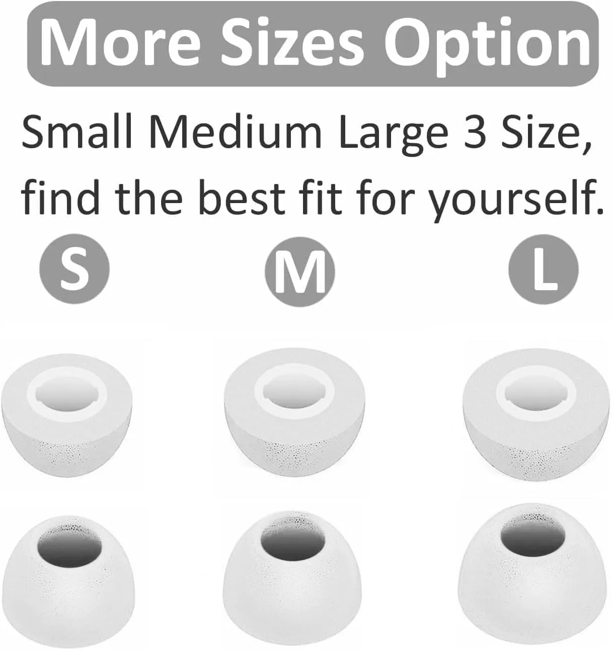 Memory Foam Tips Compatible with Bose QuietComfort Earbuds II, No Silicone Eartips Pain, Anti-Slip Replacement Ear Tips, Fit in Charging Case, Reducing Noise Tips, 3 Pairs (S/M/L, Soapstone) 214qc2w3