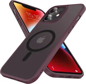 Mgnaooi Magnetic Case for iPhone 11 Case [MIL-Grade Drop Tested & Compatible with MagSafe] Translucent Matte Back, Anti-Fingerprint Anti-Scratch Shockproof Phone 11 Case 6.1 Inch, Red