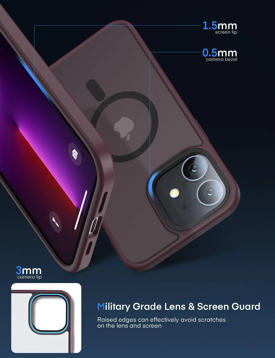 Mgnaooi Magnetic Case for iPhone 11 Case [MIL-Grade Drop Tested & Compatible with MagSafe] Translucent Matte Back, Anti-Fingerprint Anti-Scratch Shockproof Phone 11 Case 6.1 Inch, Red